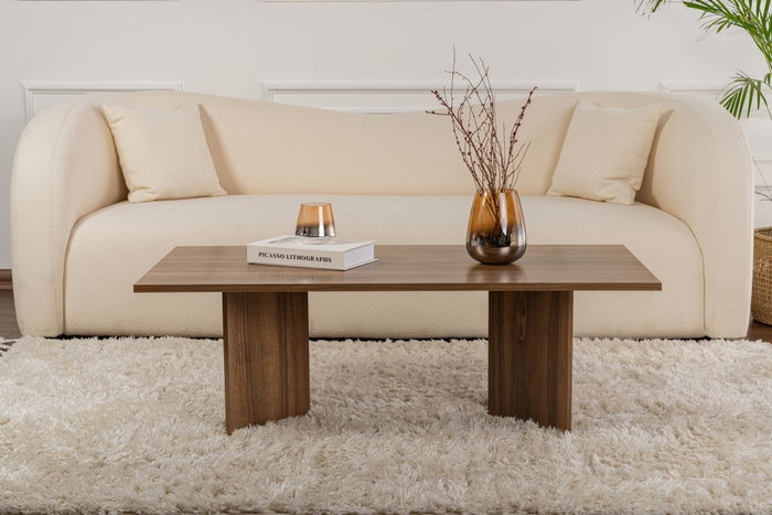 Nordure Mesa de Café Nogal 119x40x60 cm Tablero Melamina Sala de Estar Elegante Acogedora Duradera Sofisticada Moderna
